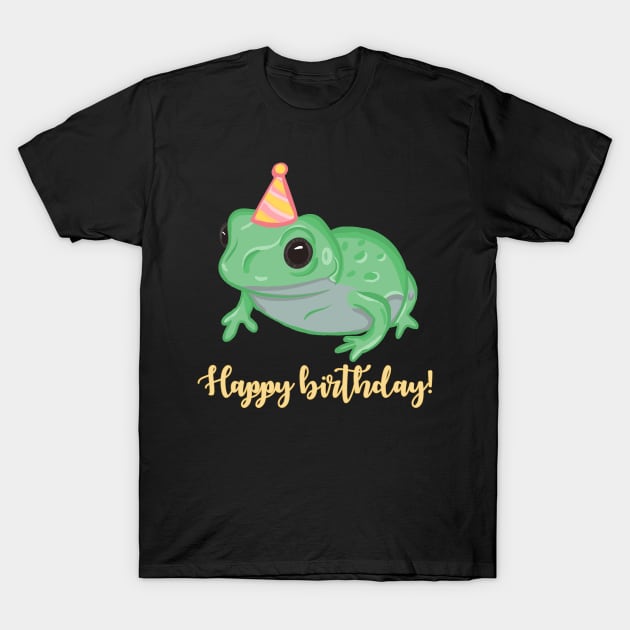 Happy Birthday Frog T-Shirt by RoserinArt